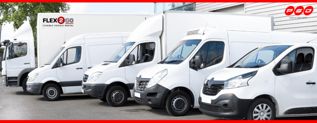 range of vehicles available as part of FLEX2GO flexible vehicle hire