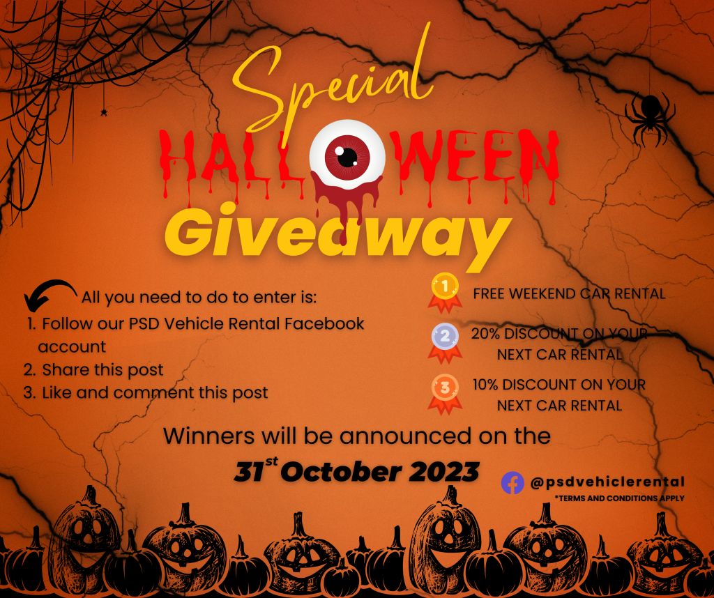 🎃🚗 HALLOWEEN GIVEAWAY ALERT! 🚗🎃 PSD Vehicle Rental